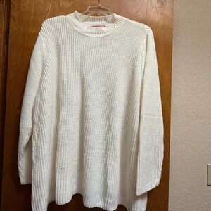 Woman Within Ivory Knit Crew Neck Sweater
